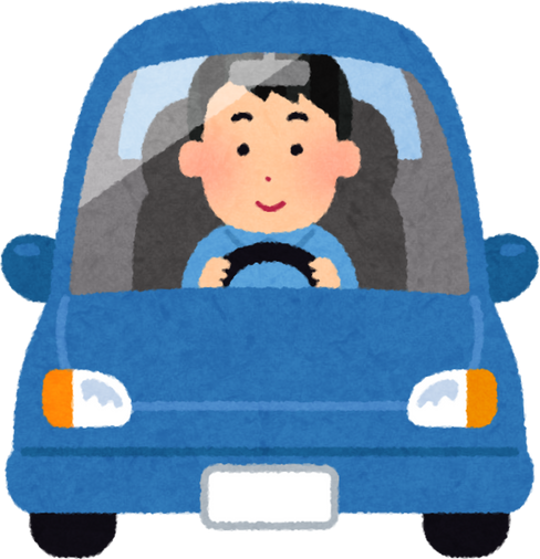 Illustration of a Smiling Man Driving a Car