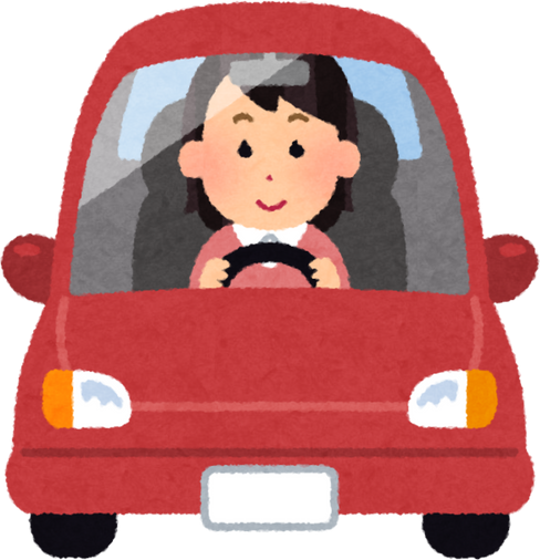 Illustration of Smiling Woman Driving a Car